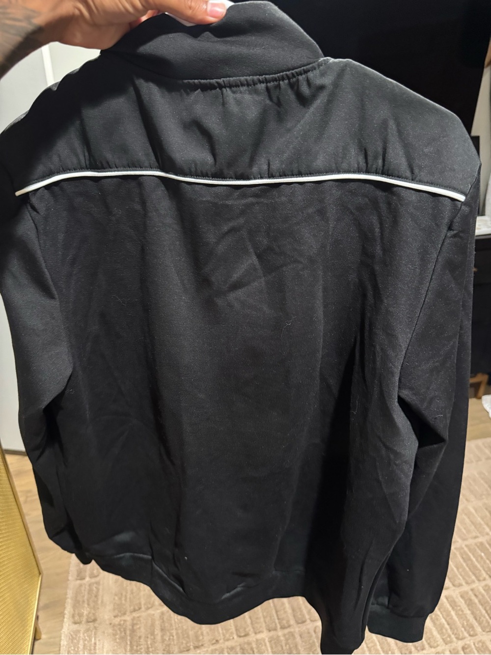 Prada Black Zip-Front Bomber Jacket with White Piping - Picture 3 of 6